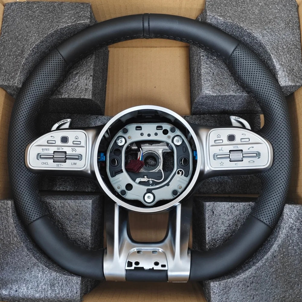 Mercedes-AMG Style Performance Steering Wheel - Silver and Black