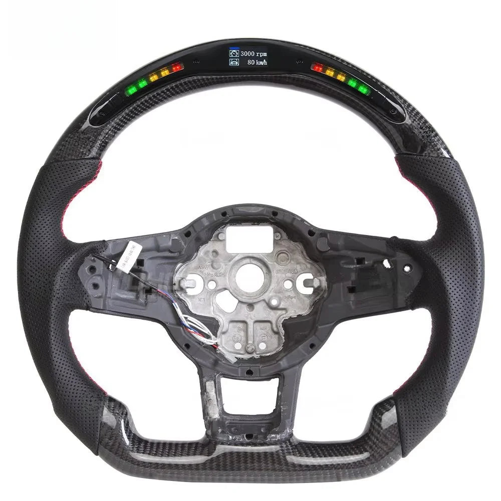 VW Golf MK7 LED Carbon Fibre Performance Steering Wheel - Black