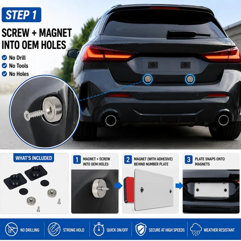 Magnetic Number Plate Holder Kit