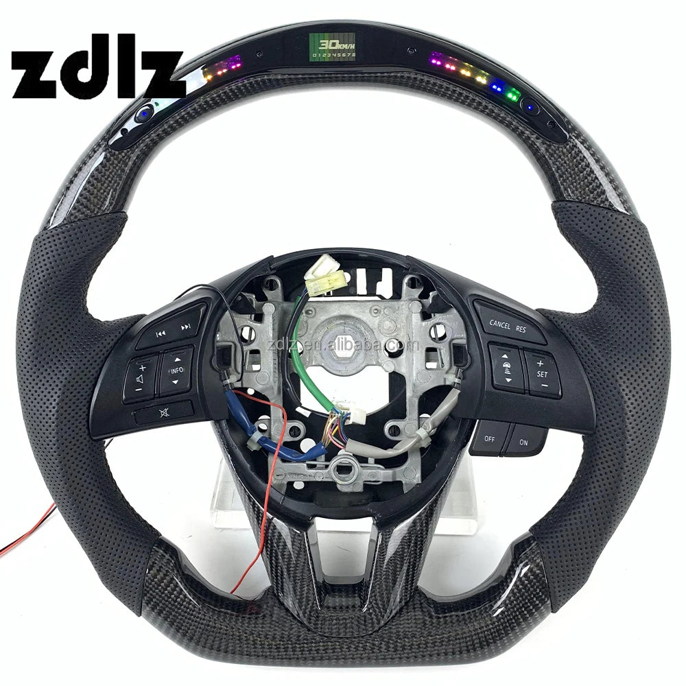 Mazda red suede and carbon fibre steering wheel - Style 2