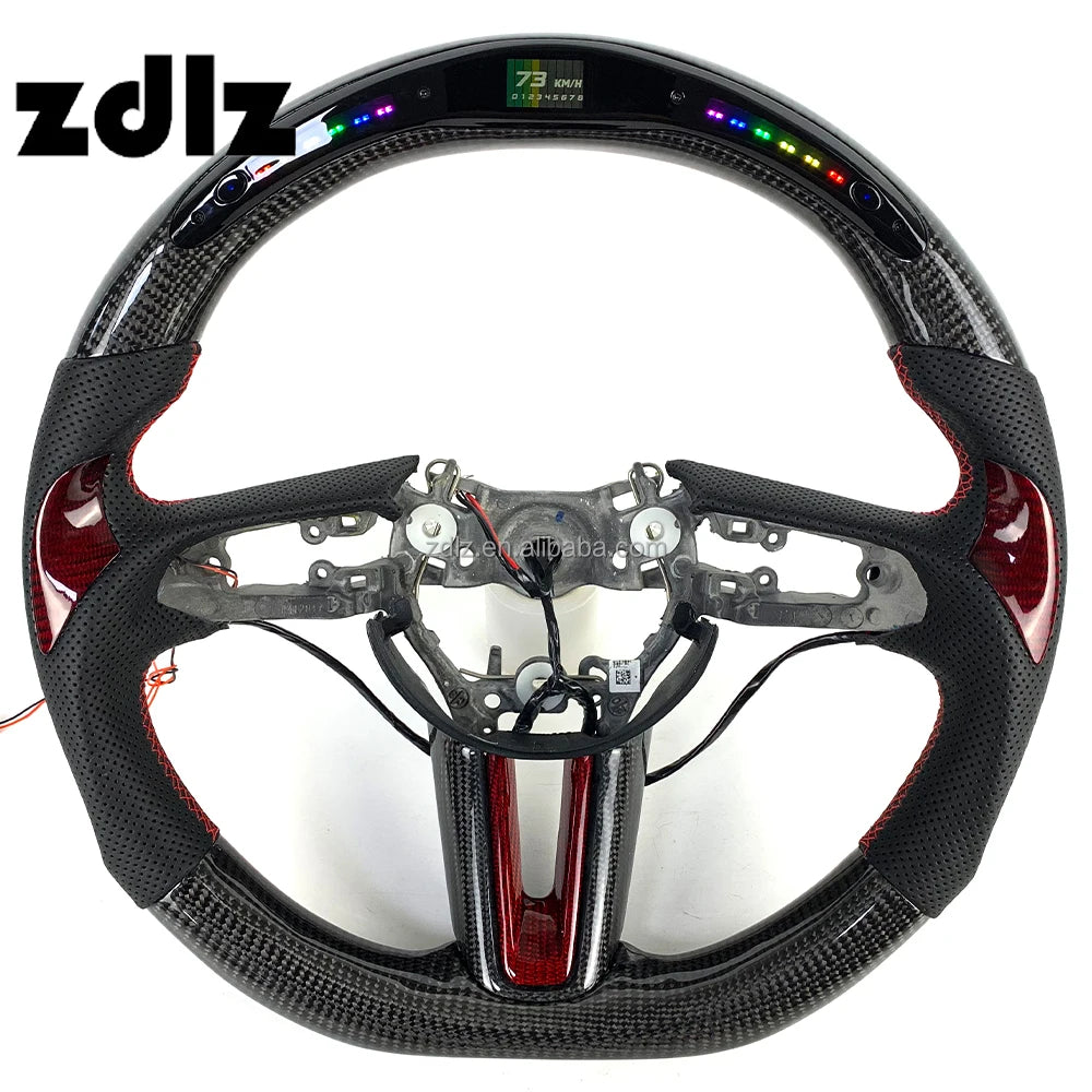 Mazda red suede and carbon fibre steering wheel - Style 3